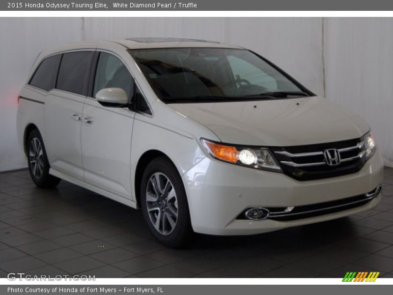 White Diamond Pearl / Truffle 2015 Honda Odyssey Touring Elite