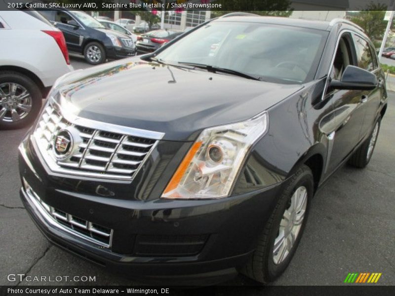 Sapphire Blue Metallic / Shale/Brownstone 2015 Cadillac SRX Luxury AWD