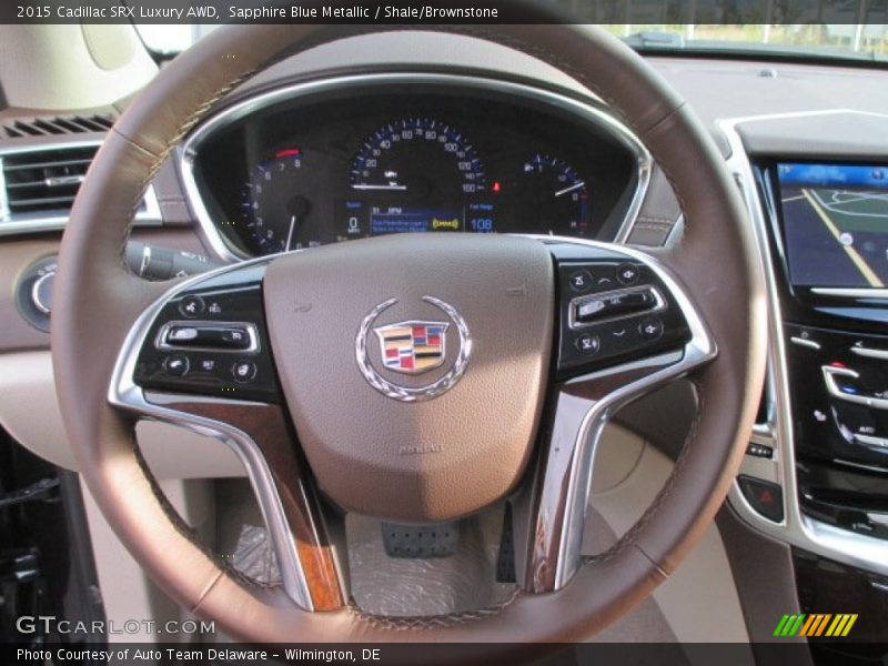 Sapphire Blue Metallic / Shale/Brownstone 2015 Cadillac SRX Luxury AWD