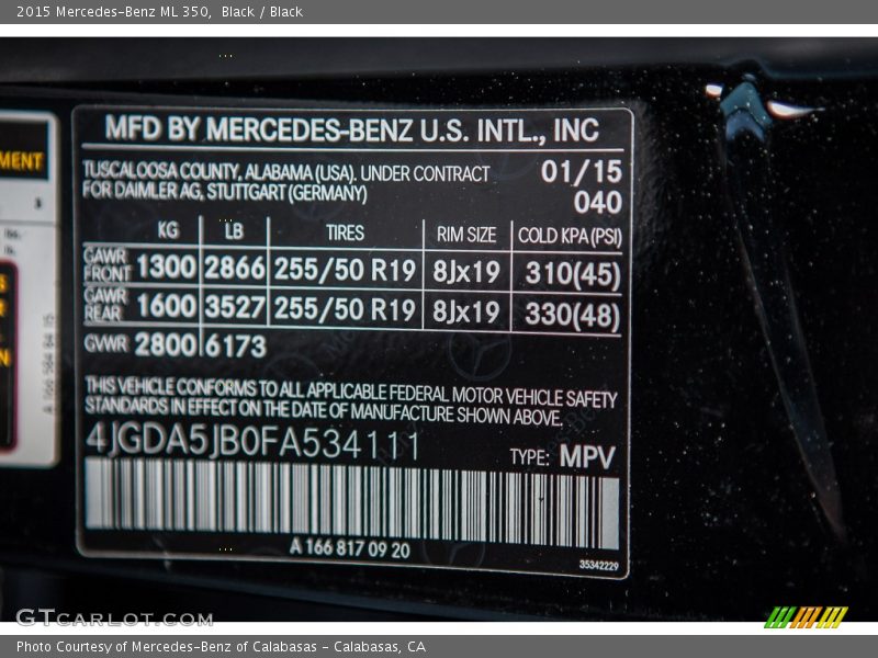 Black / Black 2015 Mercedes-Benz ML 350