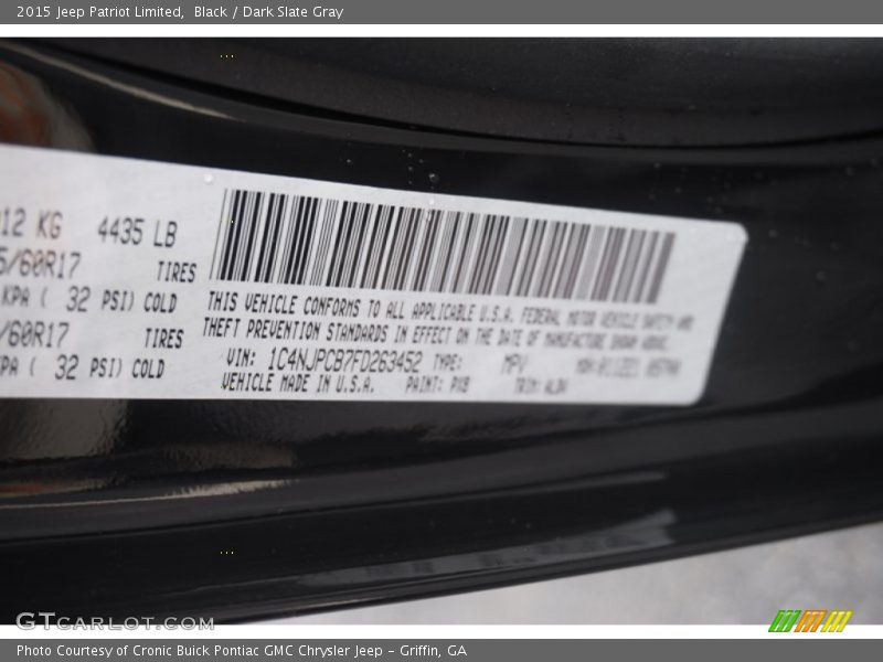 Black / Dark Slate Gray 2015 Jeep Patriot Limited