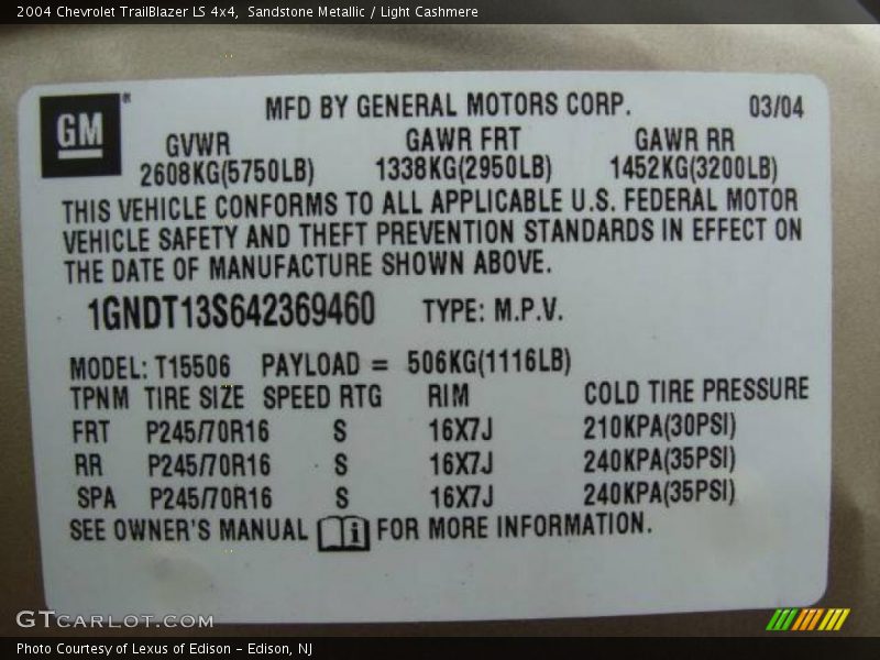 Sandstone Metallic / Light Cashmere 2004 Chevrolet TrailBlazer LS 4x4
