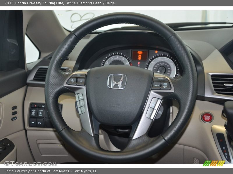 White Diamond Pearl / Beige 2015 Honda Odyssey Touring Elite