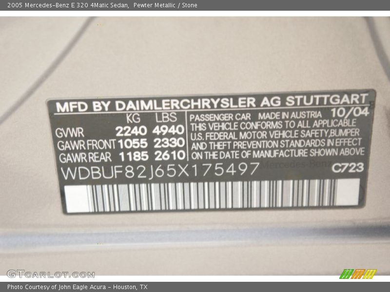 Pewter Metallic / Stone 2005 Mercedes-Benz E 320 4Matic Sedan