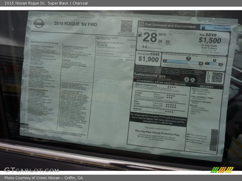  2015 Rogue SV Window Sticker