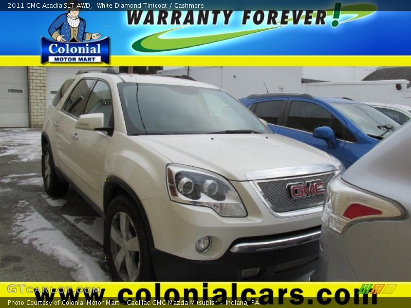 White Diamond Tintcoat / Cashmere 2011 GMC Acadia SLT AWD