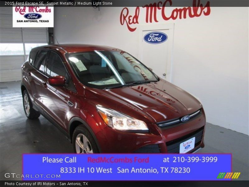 Sunset Metallic / Medium Light Stone 2015 Ford Escape SE