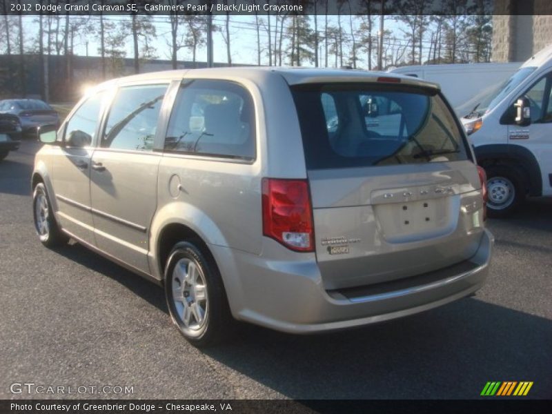 Cashmere Pearl / Black/Light Graystone 2012 Dodge Grand Caravan SE