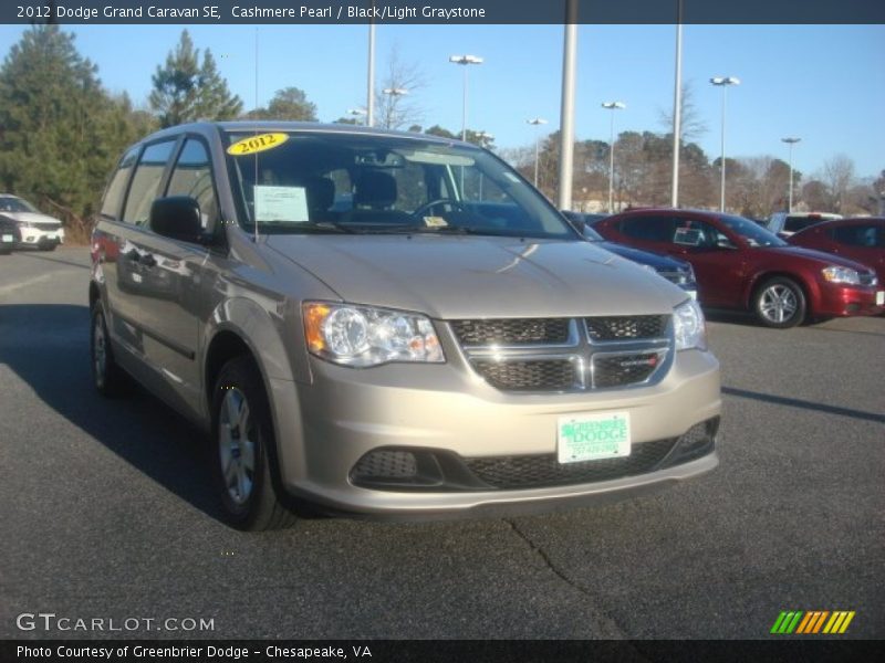 Cashmere Pearl / Black/Light Graystone 2012 Dodge Grand Caravan SE