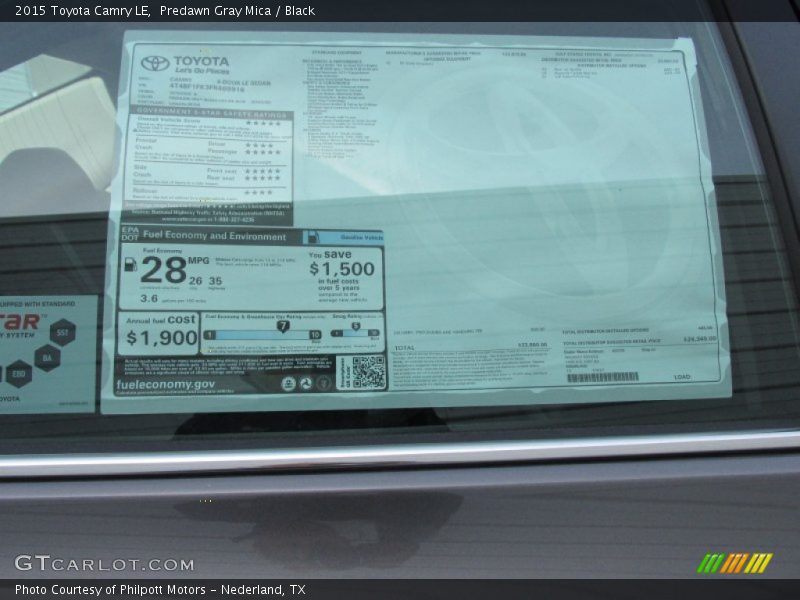 Predawn Gray Mica / Black 2015 Toyota Camry LE