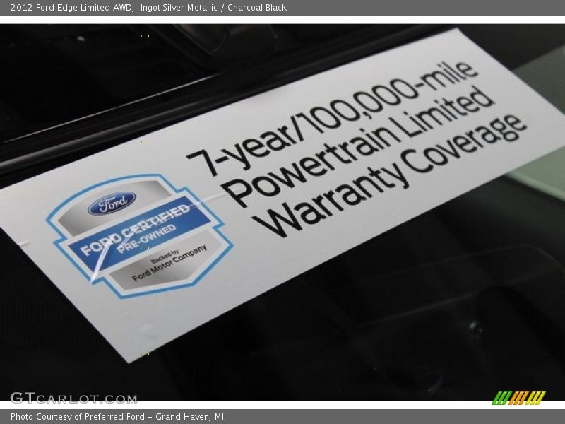 Ingot Silver Metallic / Charcoal Black 2012 Ford Edge Limited AWD