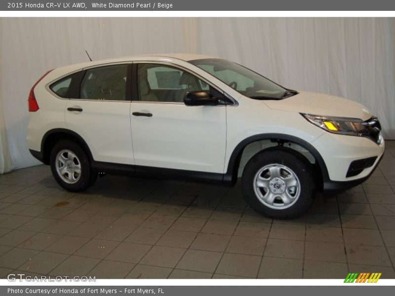 White Diamond Pearl / Beige 2015 Honda CR-V LX AWD