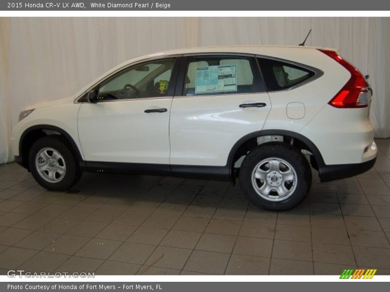 White Diamond Pearl / Beige 2015 Honda CR-V LX AWD