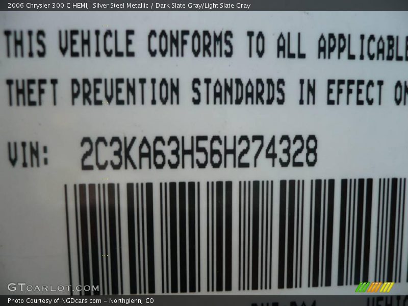 Silver Steel Metallic / Dark Slate Gray/Light Slate Gray 2006 Chrysler 300 C HEMI