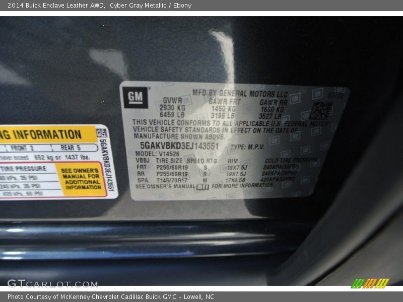 Cyber Gray Metallic / Ebony 2014 Buick Enclave Leather AWD