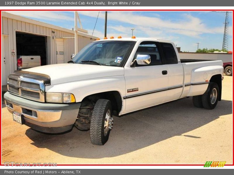 Bright White / Gray 1997 Dodge Ram 3500 Laramie Extended Cab 4x4 Dually