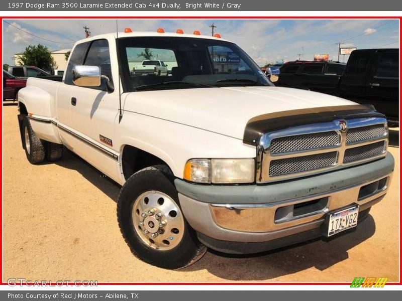 Bright White / Gray 1997 Dodge Ram 3500 Laramie Extended Cab 4x4 Dually