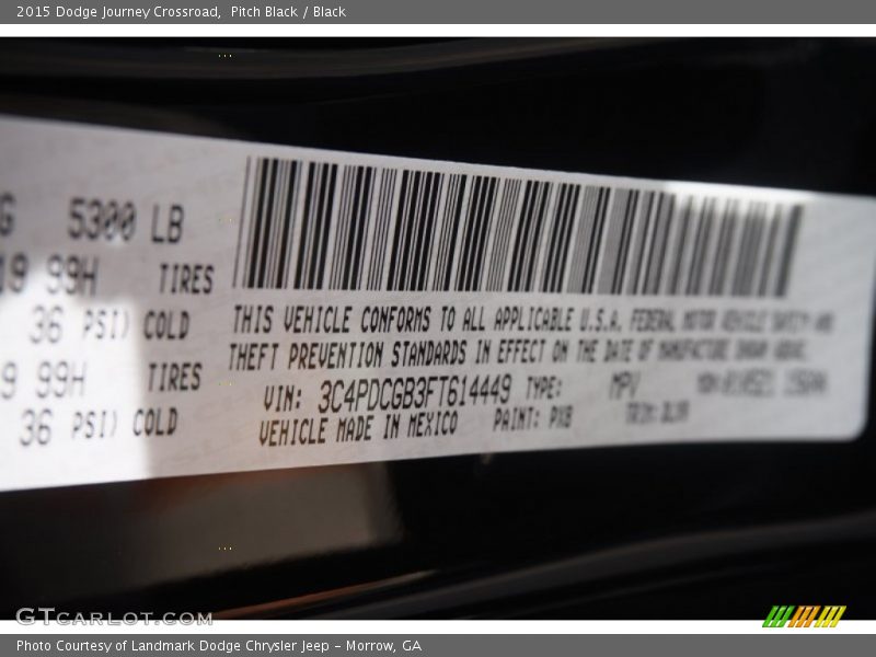 Pitch Black / Black 2015 Dodge Journey Crossroad