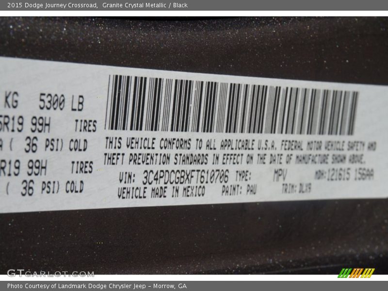 Granite Crystal Metallic / Black 2015 Dodge Journey Crossroad