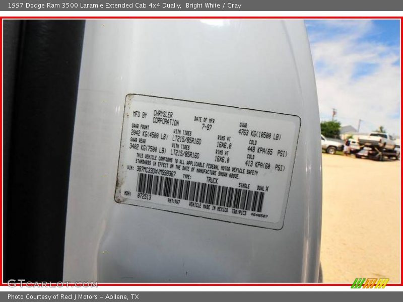 Bright White / Gray 1997 Dodge Ram 3500 Laramie Extended Cab 4x4 Dually