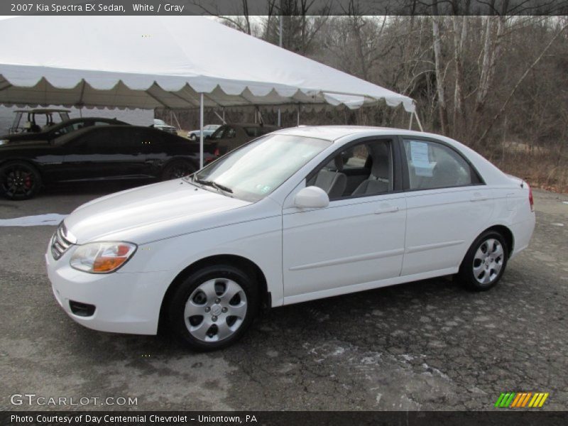 White / Gray 2007 Kia Spectra EX Sedan