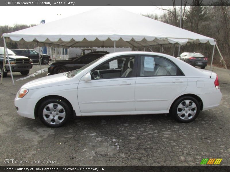 White / Gray 2007 Kia Spectra EX Sedan