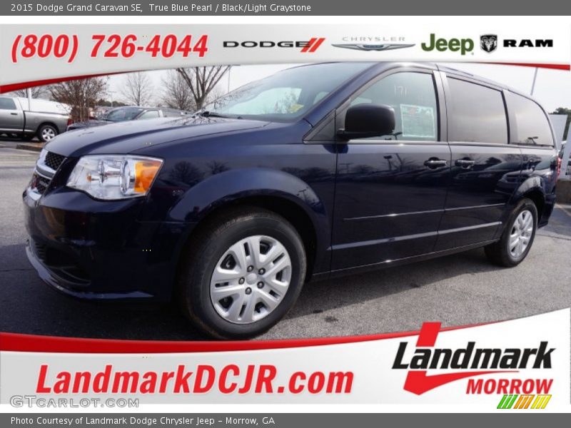 True Blue Pearl / Black/Light Graystone 2015 Dodge Grand Caravan SE