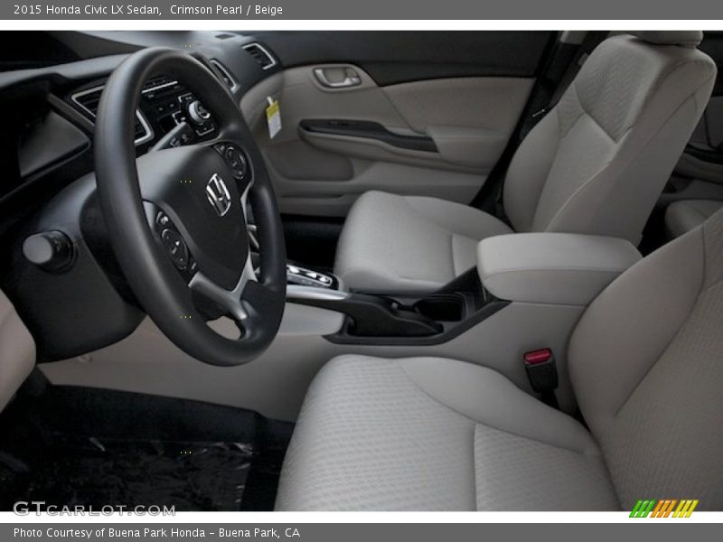 Crimson Pearl / Beige 2015 Honda Civic LX Sedan