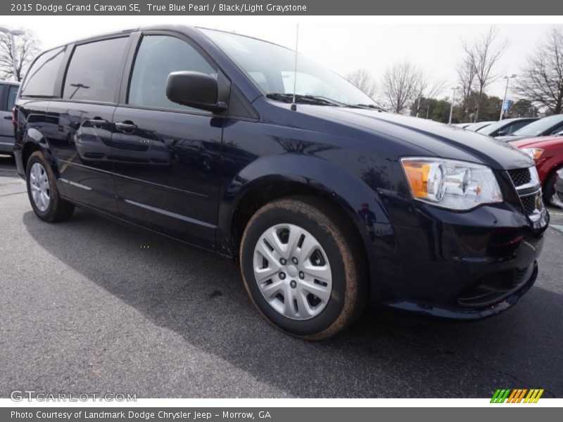 True Blue Pearl / Black/Light Graystone 2015 Dodge Grand Caravan SE