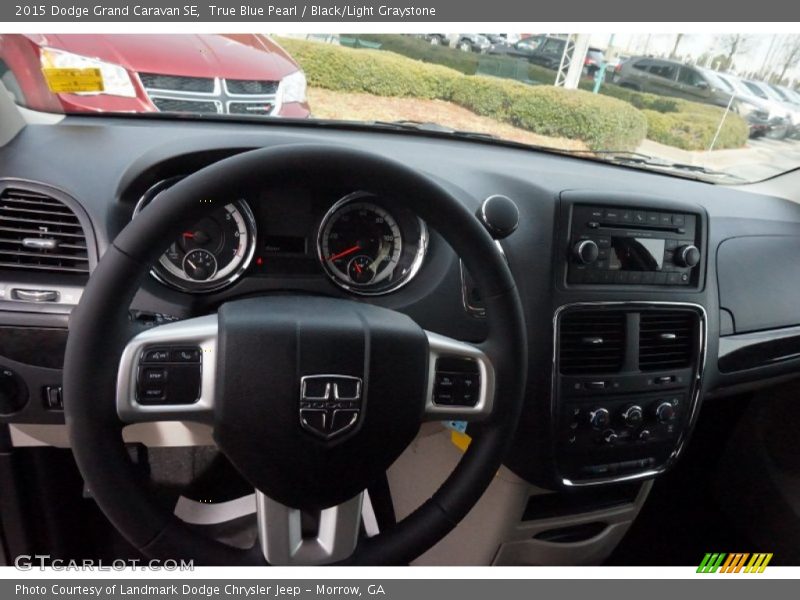 True Blue Pearl / Black/Light Graystone 2015 Dodge Grand Caravan SE