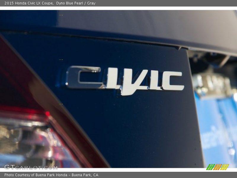 Dyno Blue Pearl / Gray 2015 Honda Civic LX Coupe