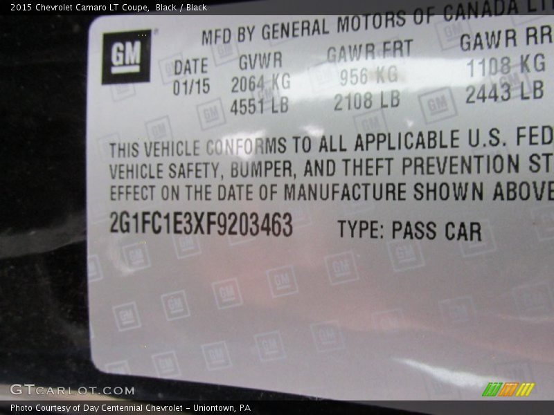 Black / Black 2015 Chevrolet Camaro LT Coupe