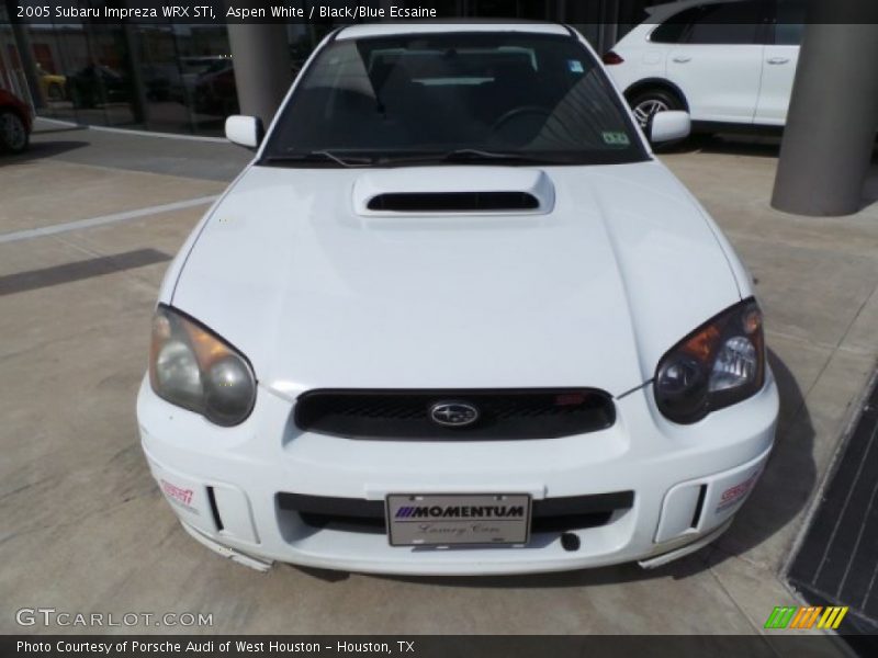 Aspen White / Black/Blue Ecsaine 2005 Subaru Impreza WRX STi