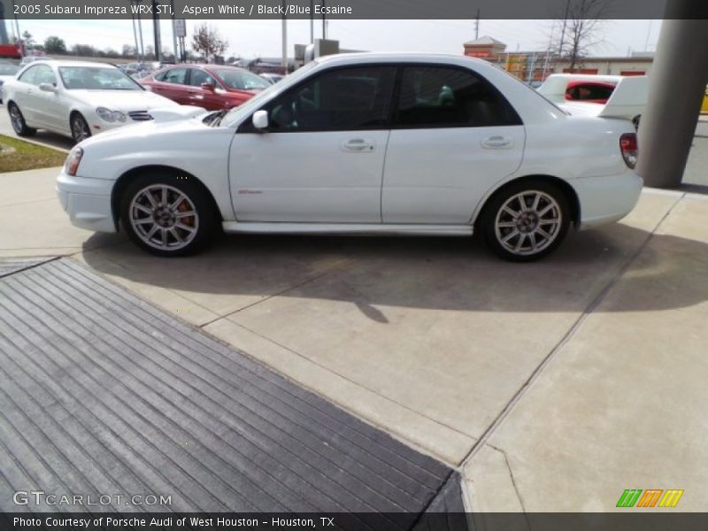 Aspen White / Black/Blue Ecsaine 2005 Subaru Impreza WRX STi