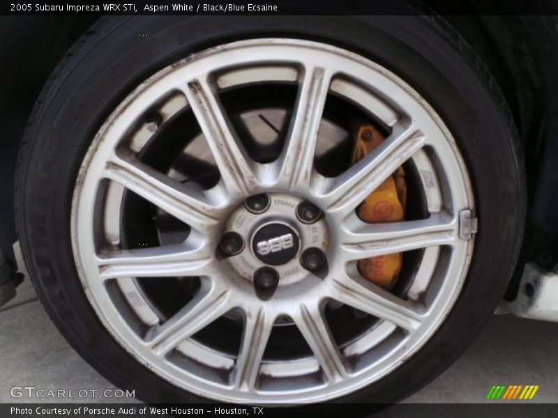 Aspen White / Black/Blue Ecsaine 2005 Subaru Impreza WRX STi
