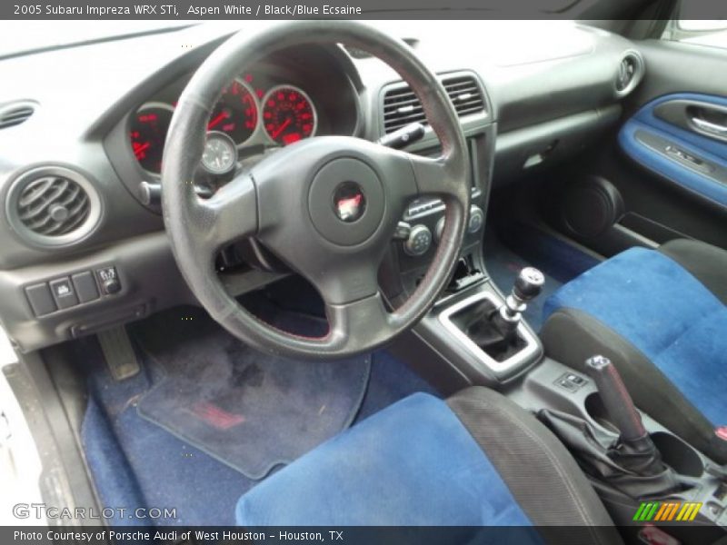 Aspen White / Black/Blue Ecsaine 2005 Subaru Impreza WRX STi