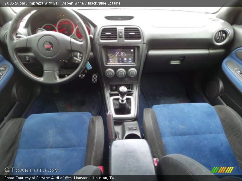 Aspen White / Black/Blue Ecsaine 2005 Subaru Impreza WRX STi
