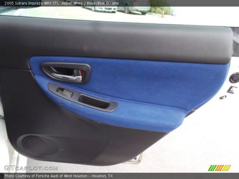 Aspen White / Black/Blue Ecsaine 2005 Subaru Impreza WRX STi
