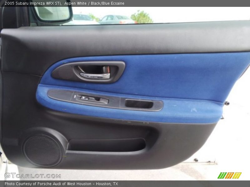 Aspen White / Black/Blue Ecsaine 2005 Subaru Impreza WRX STi