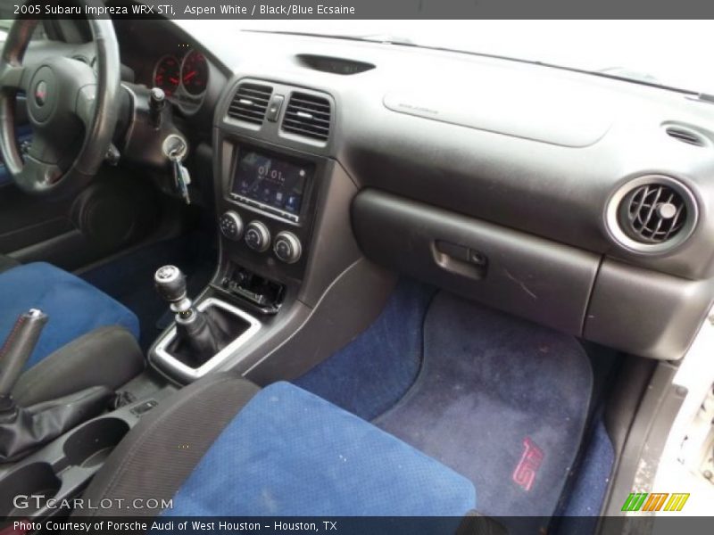 Aspen White / Black/Blue Ecsaine 2005 Subaru Impreza WRX STi