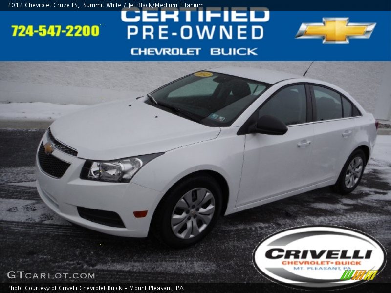 Summit White / Jet Black/Medium Titanium 2012 Chevrolet Cruze LS