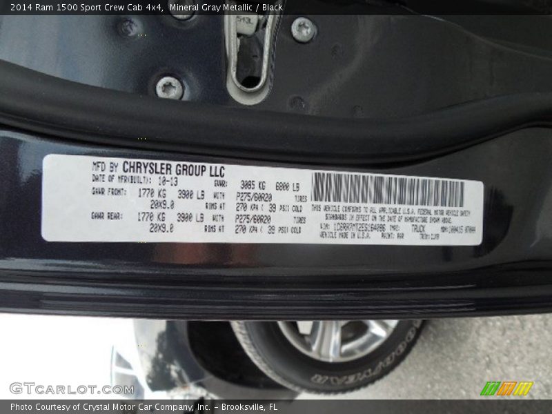 Mineral Gray Metallic / Black 2014 Ram 1500 Sport Crew Cab 4x4