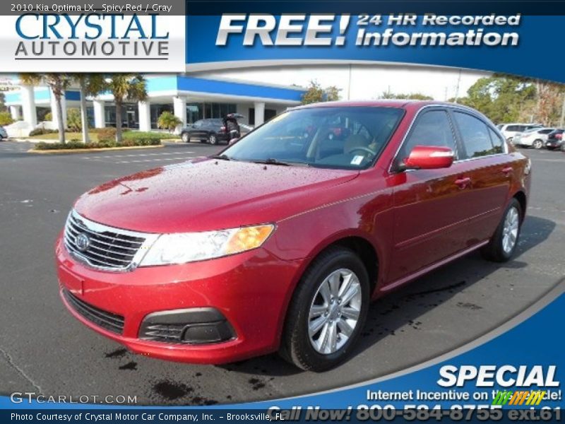 Spicy Red / Gray 2010 Kia Optima LX