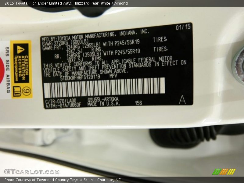 Blizzard Pearl White / Almond 2015 Toyota Highlander Limited AWD