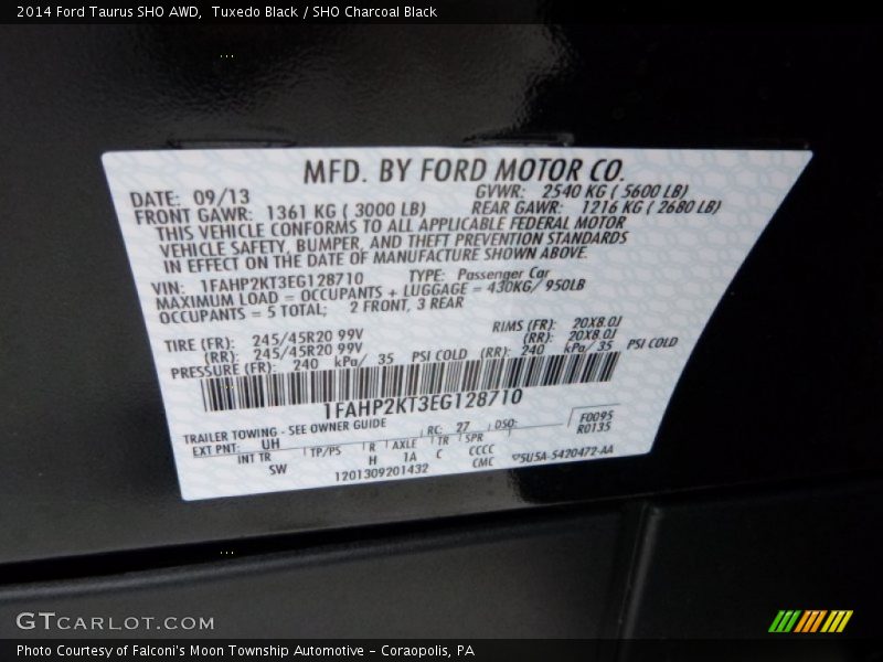 Tuxedo Black / SHO Charcoal Black 2014 Ford Taurus SHO AWD