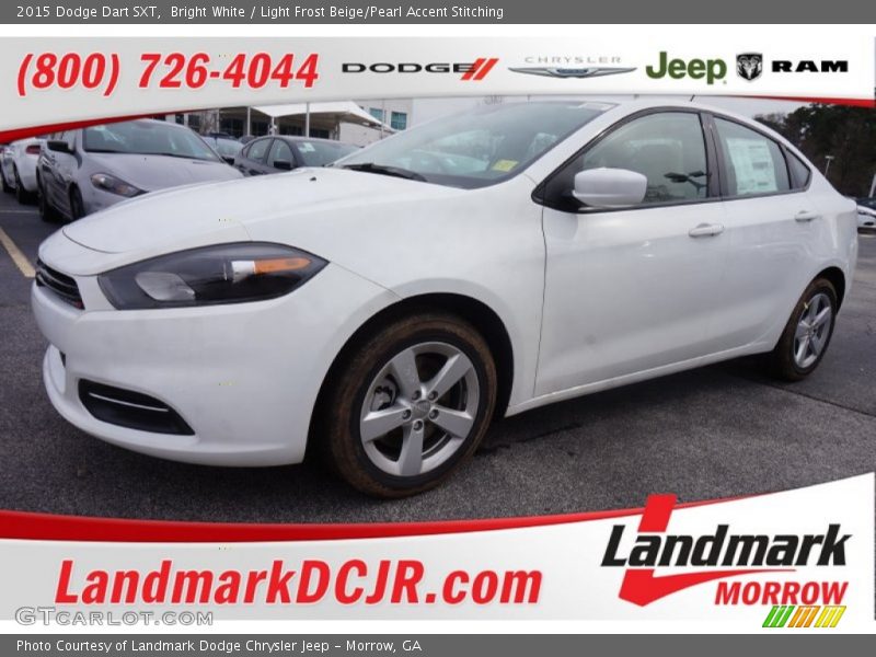 Bright White / Light Frost Beige/Pearl Accent Stitching 2015 Dodge Dart SXT