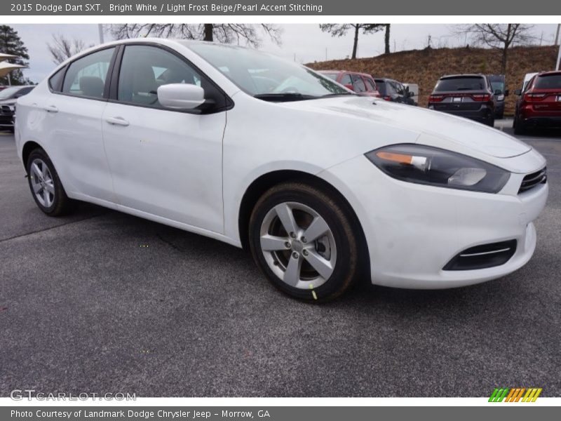 Bright White / Light Frost Beige/Pearl Accent Stitching 2015 Dodge Dart SXT