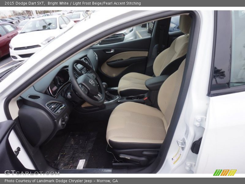 Bright White / Light Frost Beige/Pearl Accent Stitching 2015 Dodge Dart SXT