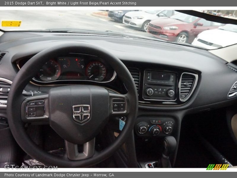 Bright White / Light Frost Beige/Pearl Accent Stitching 2015 Dodge Dart SXT