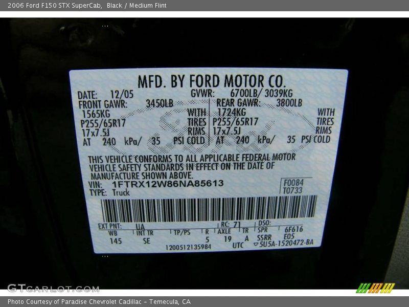 Black / Medium Flint 2006 Ford F150 STX SuperCab